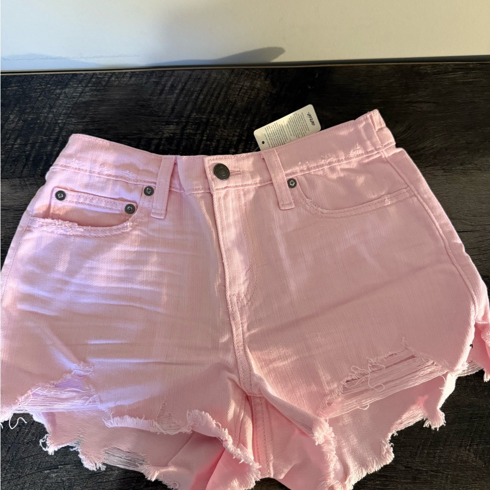 Aerie Light Pink Distressed Jean Shorts NWT